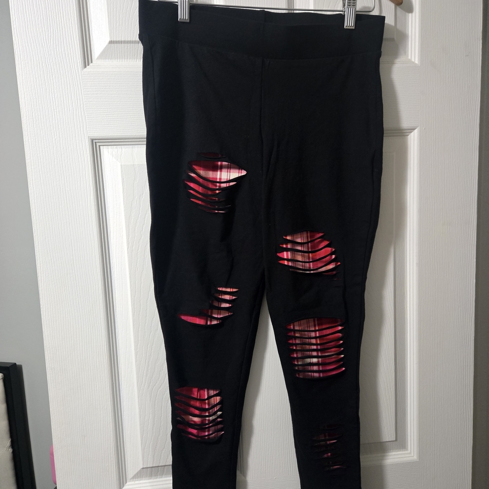Torrid Black Leggings with Pink Accents